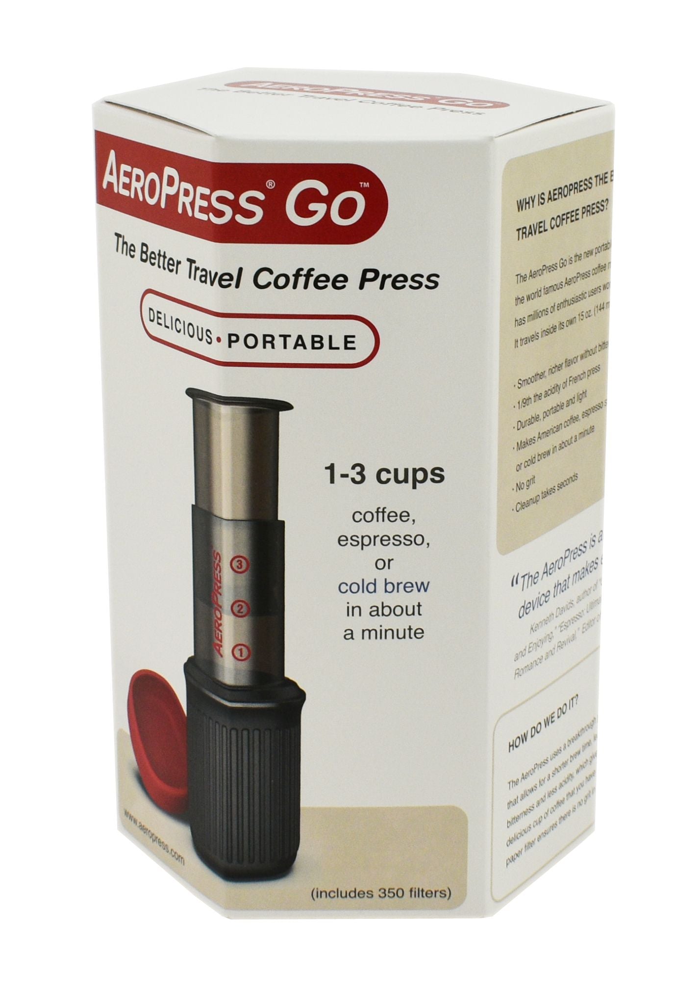 Go Portable Travel Coffee Press, 1-3 Cups - Espresso and Cold Brew